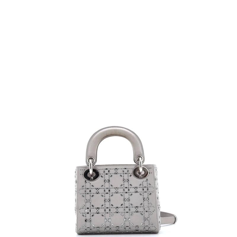 Christian Dior Lady Dior Bag Crystal Embellished Cannage Quilt Satin Mini - 3