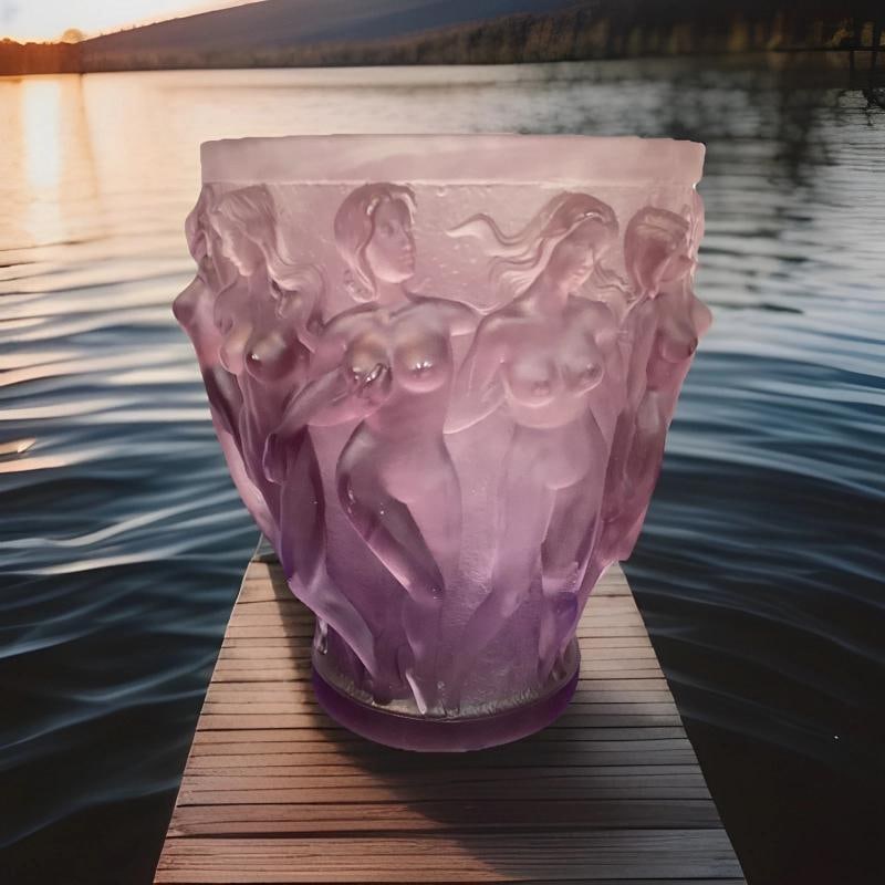 Lalique Style Crystal Nude Purple Girls H10Ã¢â‚¬Â? Heavy Art Glass 11 - 6