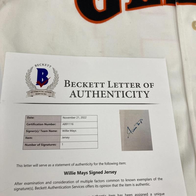 Willie Mays Signed San Francisco Giants Rawlings Game Model Jersey Beckett COA - 6