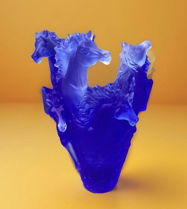 Nancy Daum Style Crystal Horse Vase Blue H9Ã¢â‚¬Â? Maker Unknown Heav - 16
