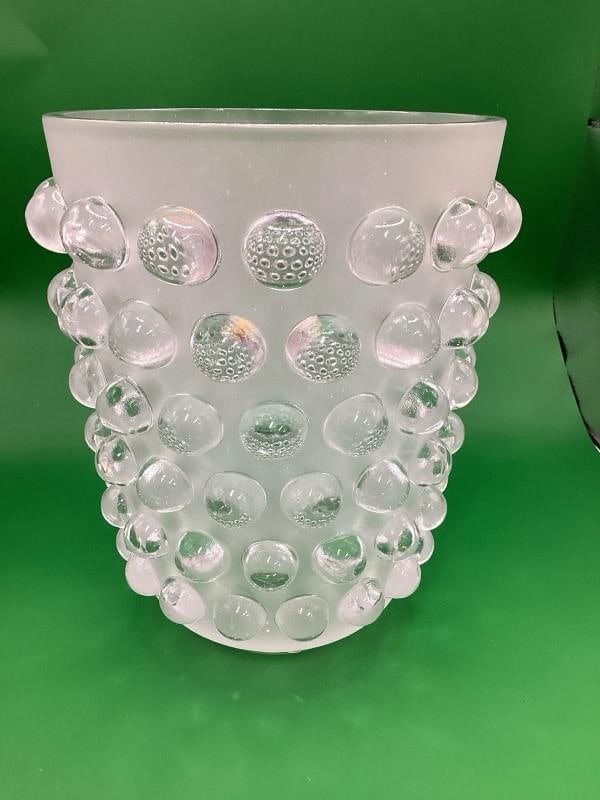 lalique Style Crystal Mossi Clear VaseH8Ã¢â‚¬Â? Maker Unknown Art Gla - 6