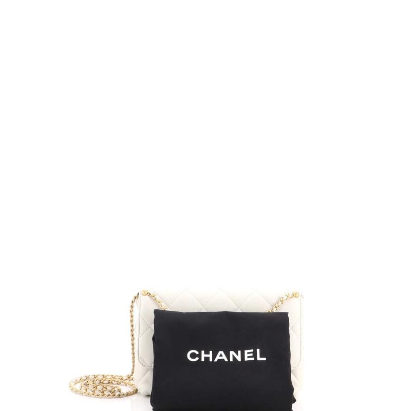 Chanel Logo Chains Flap Bag Quilted Lambskin with Faux Pearls and Crystals Small - 2