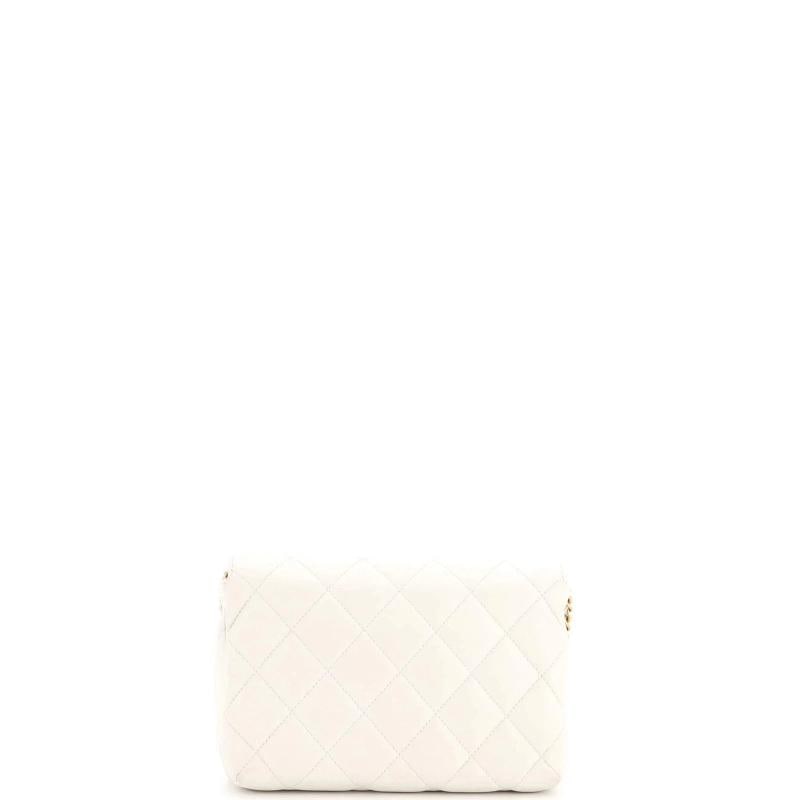 Chanel Logo Chains Flap Bag Quilted Lambskin with Faux Pearls and Crystals Small - 4