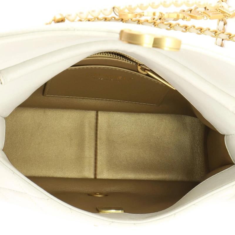 Chanel Logo Chains Flap Bag Quilted Lambskin with Faux Pearls and Crystals Small - 6