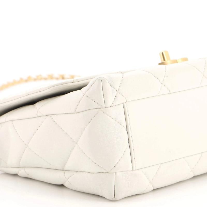 Chanel Logo Chains Flap Bag Quilted Lambskin with Faux Pearls and Crystals Small - 7