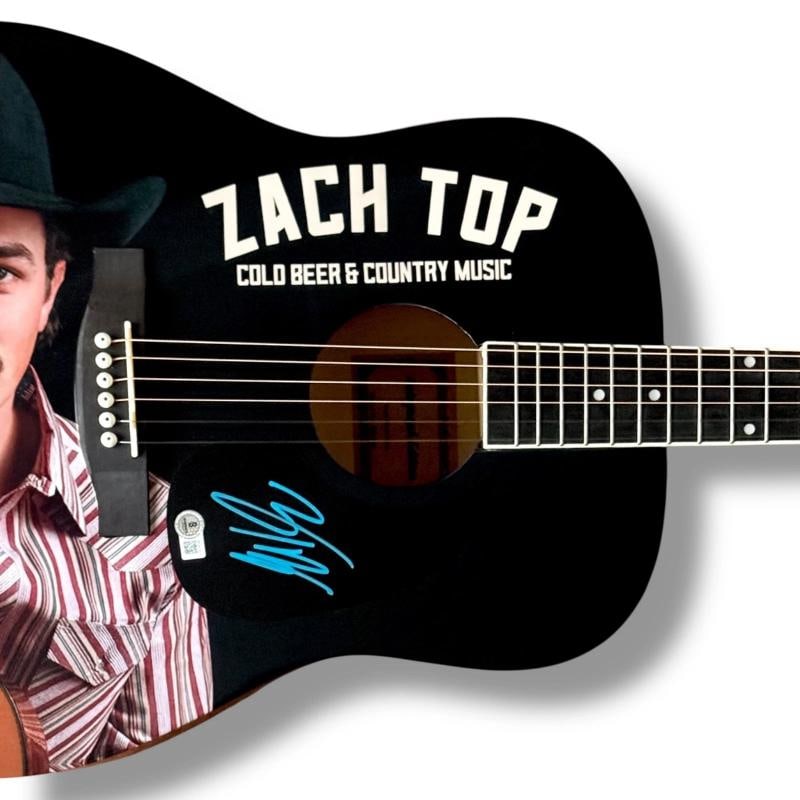 Zach Top Signed Guitar Custom Graphics Beckett Cold Beers & Country Music - 2