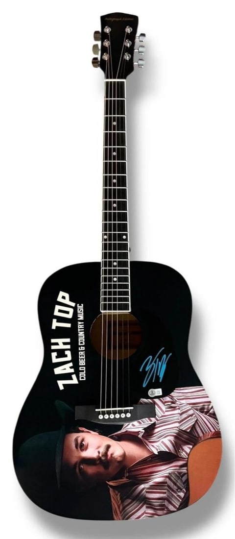 Zach Top Signed Guitar Custom Graphics Beckett Cold Beers & Country Music - 3