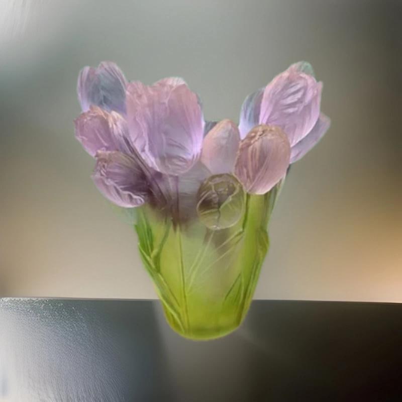 Xl H9Ã¢â‚¬Â? tulip green pink multi color crystal vase H9Ã¢: Condition: Used: An item that has been used previously. sed: An item that has been used previously. The item may have some signs of cosmetic wear, but is fully operational and functions as intended.