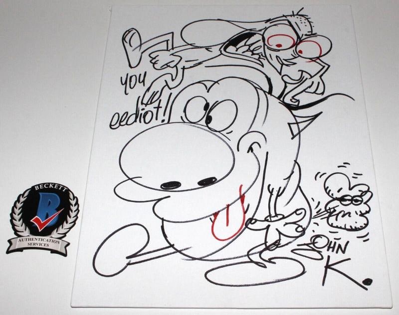 JOHN K THE REN & STIMPY SHOW HAND DRAWN ORIGINAL SIGNED 11x14 ART SKETCH BAS COA - 2