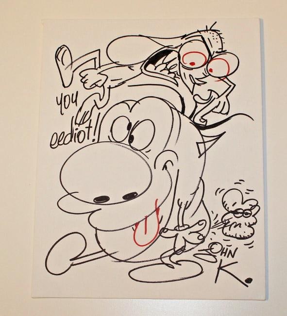 JOHN K THE REN & STIMPY SHOW HAND DRAWN ORIGINAL SIGNED 11x14 ART SKETCH BAS COA - 3