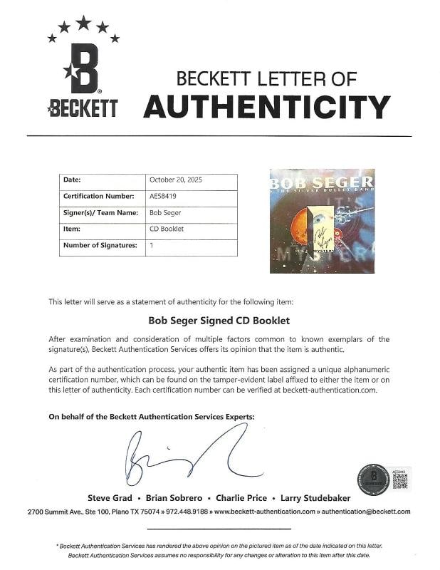 BOB SEGER SIGNED FRAMED 'IT'S A MYSTERY' CD COVER ALBUM BECKETT COA NIGHT MOVES - 4