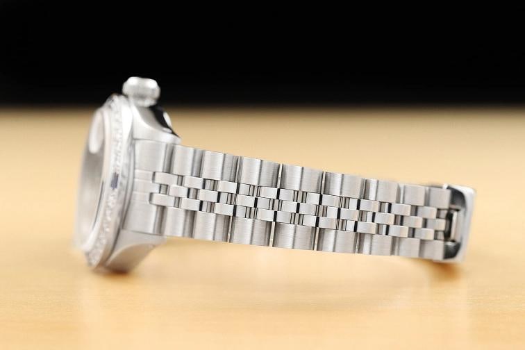 LADIES ROLEX DATE 6917 SILVER DIAL 18K WHITE GOLD SAPPHIRE DIAMOND STEEL WATCH - 5