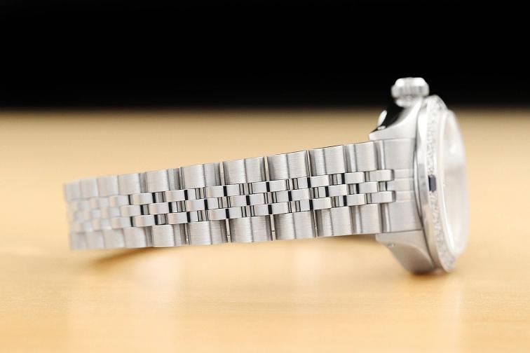 LADIES ROLEX DATE 6917 SILVER DIAL 18K WHITE GOLD SAPPHIRE DIAMOND STEEL WATCH - 7