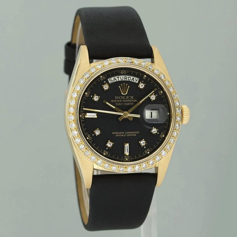 Rolex Day-Date President 1803 Black Diamond Bezel Yellow Gold 36mm Watch Box - 3