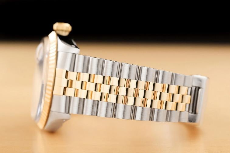 ROLEX MENS DATEJUST 16013 18K GOLD STEEL SILVER ROMAN DIAL WATCH w/ ROLEX BAND - 5