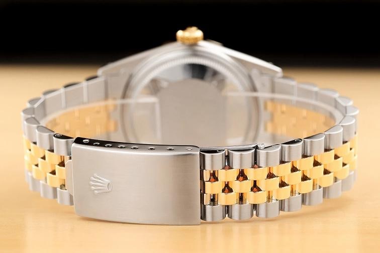 ROLEX MENS DATEJUST 16013 18K GOLD STEEL SILVER ROMAN DIAL WATCH w/ ROLEX BAND - 6