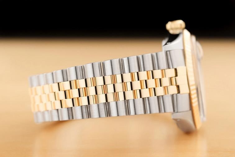 ROLEX MENS DATEJUST 16013 18K GOLD STEEL SILVER ROMAN DIAL WATCH w/ ROLEX BAND - 8
