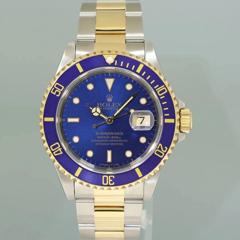 1996 MINT PAPERS Rolex Submariner 16613LB Two Tone Yellow Gold Sunburst Blue - 2