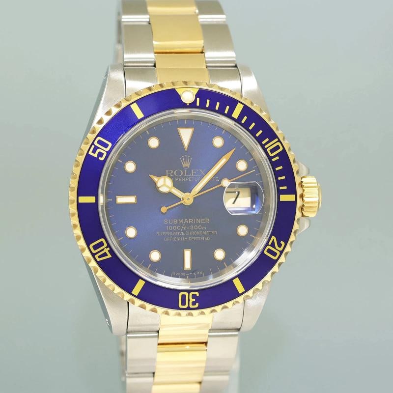 1996 MINT PAPERS Rolex Submariner 16613LB Two Tone Yellow Gold Sunburst Blue - 3