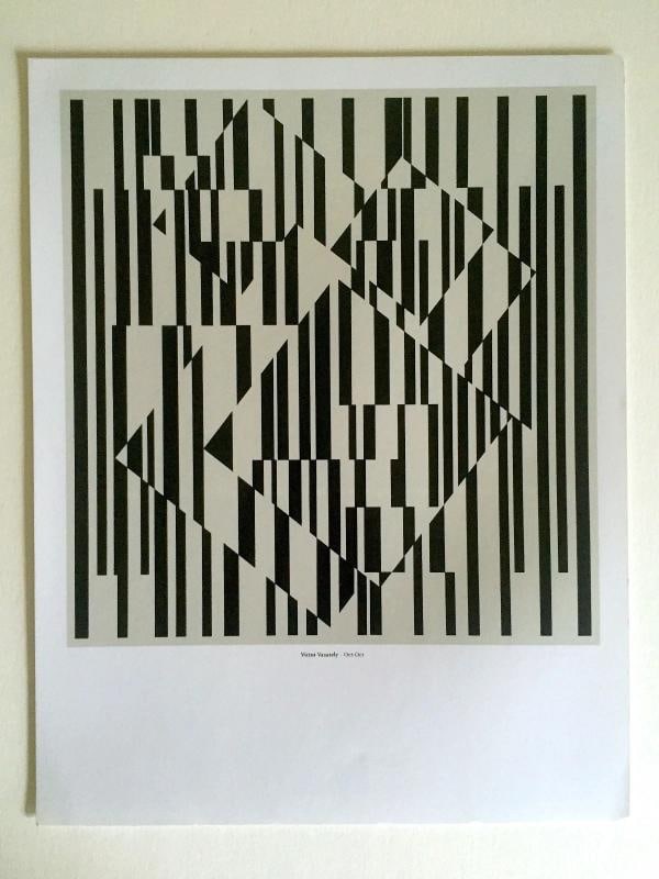 VINTAGE VICTOR VASARELY OP ART MODERNIST LITHOGRAPH PRINT " OET - OET." 1955: Width (Inches): 11",Listed By: Dealer or Reseller,Subject: Abstract,Size: Medium (up to 36in.),Material: Offset Lithograph,Height (Inches): 14 1/4",Print Surface: Paper,Art: Print,Date of Creation: 20
