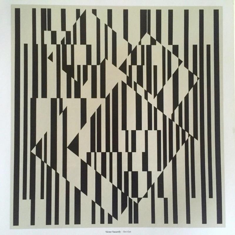 VINTAGE VICTOR VASARELY OP ART MODERNIST LITHOGRAPH PRINT " OET - OET." 1955 - 2