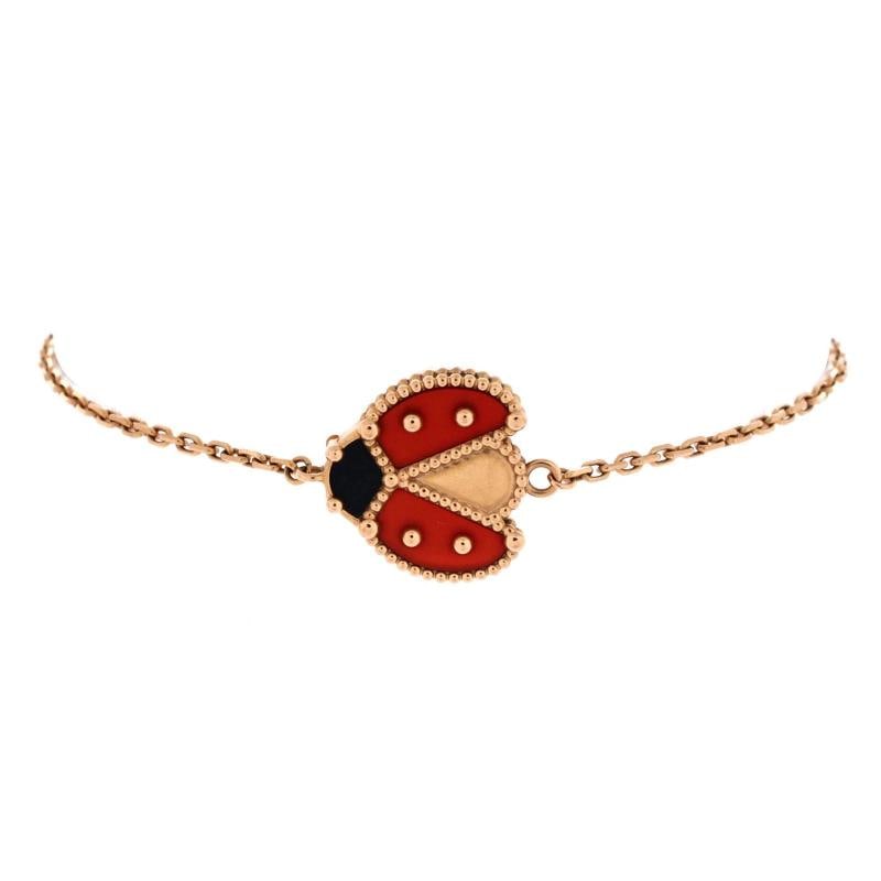Van Cleef & Arpels Lucky Spring Open Wings Ladybug Bracelet 18K Rose Gold: Condition: Pre-owned - Good,Brand: Van Cleef & Arpels,Main Stone: Onyx,Metal: 18K Rose Gold,Metal Purity: 18K,Style: Bracelet,Type: Bracelet,Color: Rose Gold,Material: 18K Rose Gold, Carnelian, Onyx