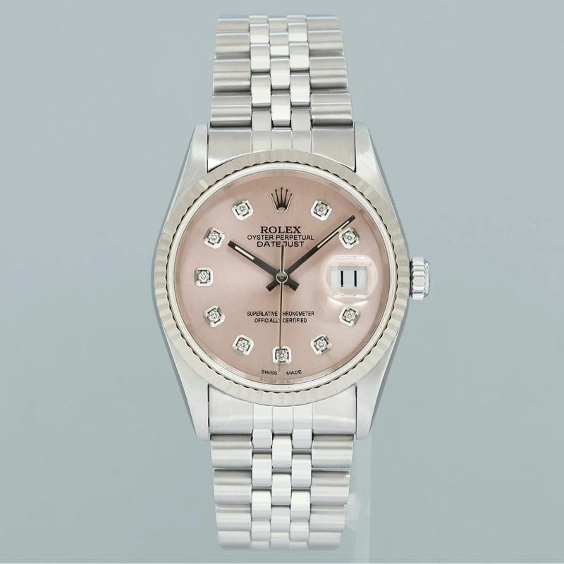 MINT Rolex DateJust 16234 Pink Diamond Jubilee White Gold Fluted 36mm Watch Box - 2