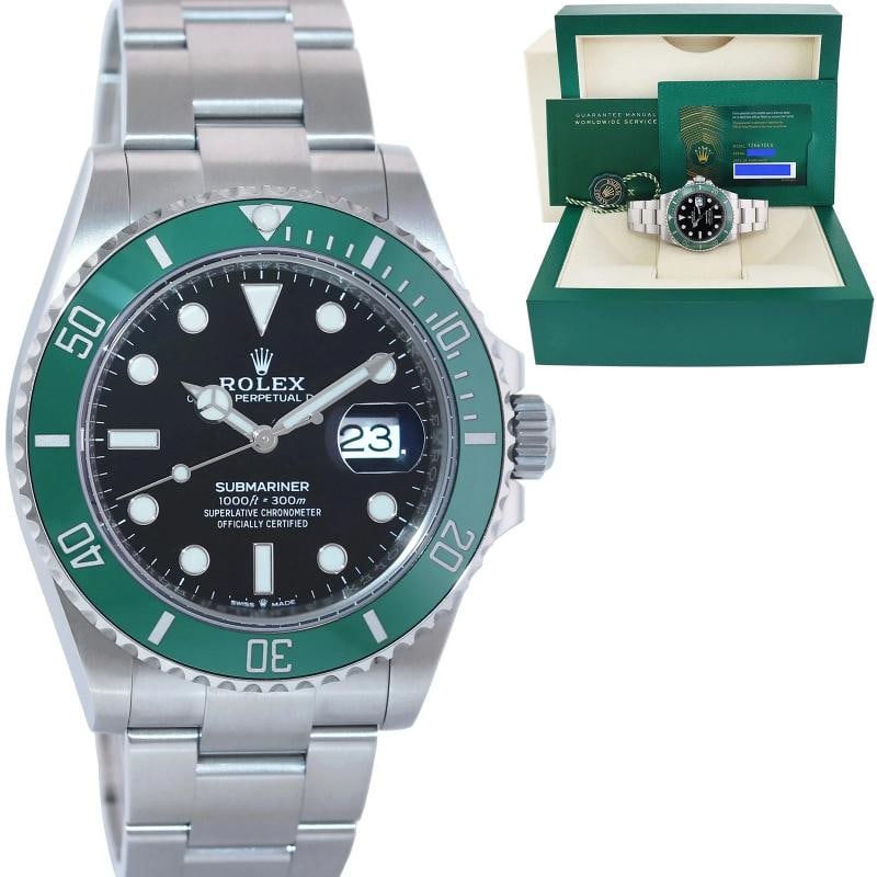 MINT NEW PAPERS Rolex 126610lv Submariner Starbucks MK1 Mark 1 41mm Watch Box: Case & Dial Case Material: Rolex Stainless Steel Case Size: 41mm Bezel: Rolex Green Ceramic "Starbucks" Crystal: Rolex Sapphire Dial: Rolex Black Movement & Bracelet Movement: Rolex Automatic
