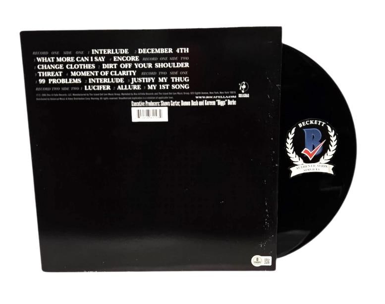 Jay-Z Signed Autograph The Black Album Vinyl LP Beckett BAS - 2