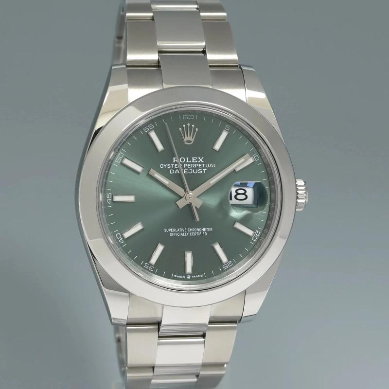 2022 NEW PAPERS Rolex 126300 Mint Green DateJust 41 Steel Oyster 41mm Watch Box - 3