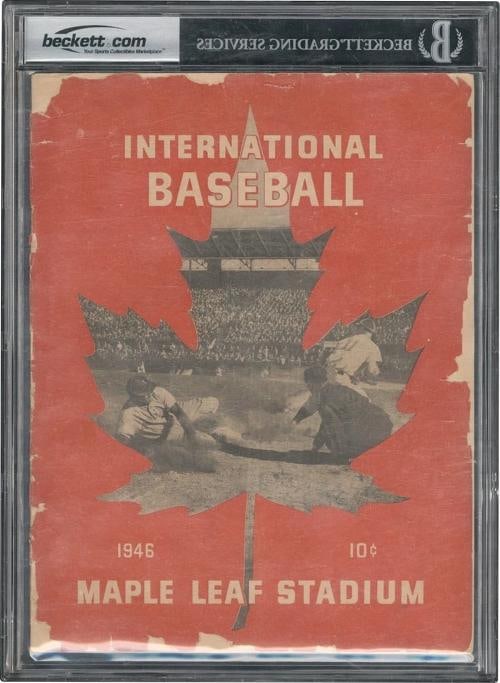Jackie Robinson Pre Rookie Signed 1946 Montreal Royals Minor League Program BGS - 2