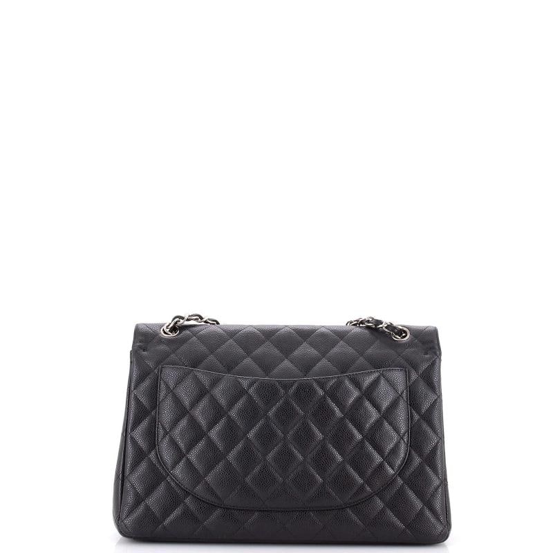 Chanel Classic Double Flap Bag Quilted Caviar Maxi - 3