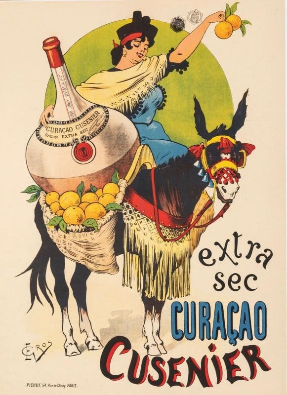 Original Vintage Poster - Gros E. - Curacao Cusenier - Liquor - Donkey - 1899: Condition: Used,Features: Signed,Width (Inches): 23.4,Listed By: Dealer or Reseller,Subject: Liquor,Size: Medium (up to 36in.),Height (Inches): 32.5,Date of Creation: 1800-1899,Artist: E. Gros,Year