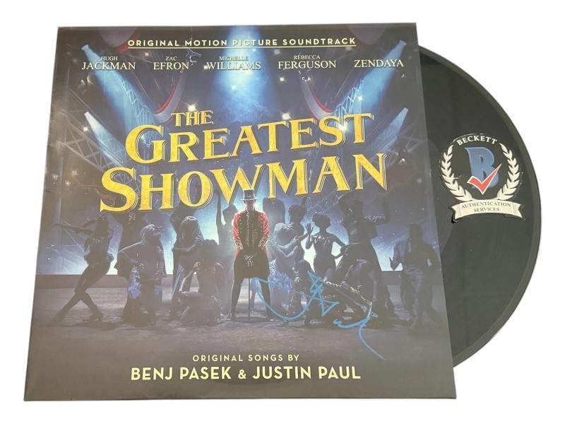 HUGH JACKMAN SIGNED AUTOGRAPH VINYL ALBUM THE GREATEST SHOWMAN BECKETT BAS: Industry: Movies,Movie: THE GREATEST SHOWMAN,Signed by: HUGH JACKMAN,Signed: Yes,Autograph Authentication: Beckett,Original/Reproduction: Original,Modified Item: No,Country of Origin: United States