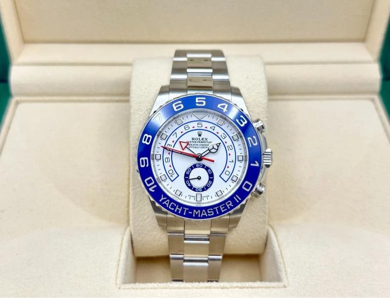 2021 Rolex Yacht Master II 116680 Mercedes Hands Blue Ceramic Steel Box Paper - 3