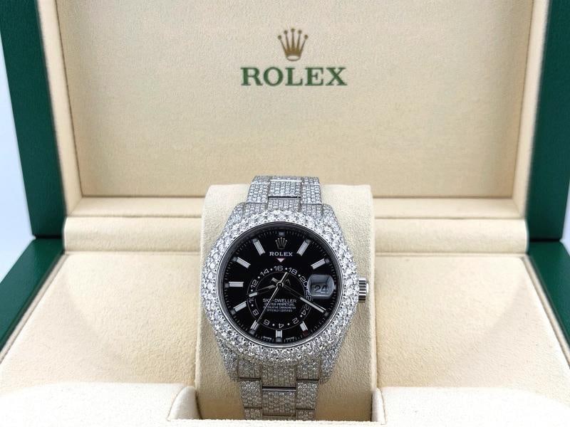 Rolex Sky Dweller 326934 42mm Iced Out Diamond Watch Case Bezel Band Steel - 13