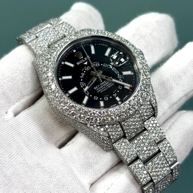 Rolex Sky Dweller 326934 42mm Iced Out Diamond Watch Case Bezel Band Steel - 3