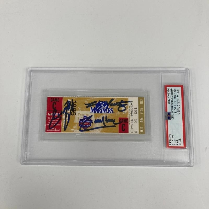 Ken Griffey Jr. & Randy Johnson Signed 1995 ALDS Game 5 Ticket PSA 10 GEM MINT - 4