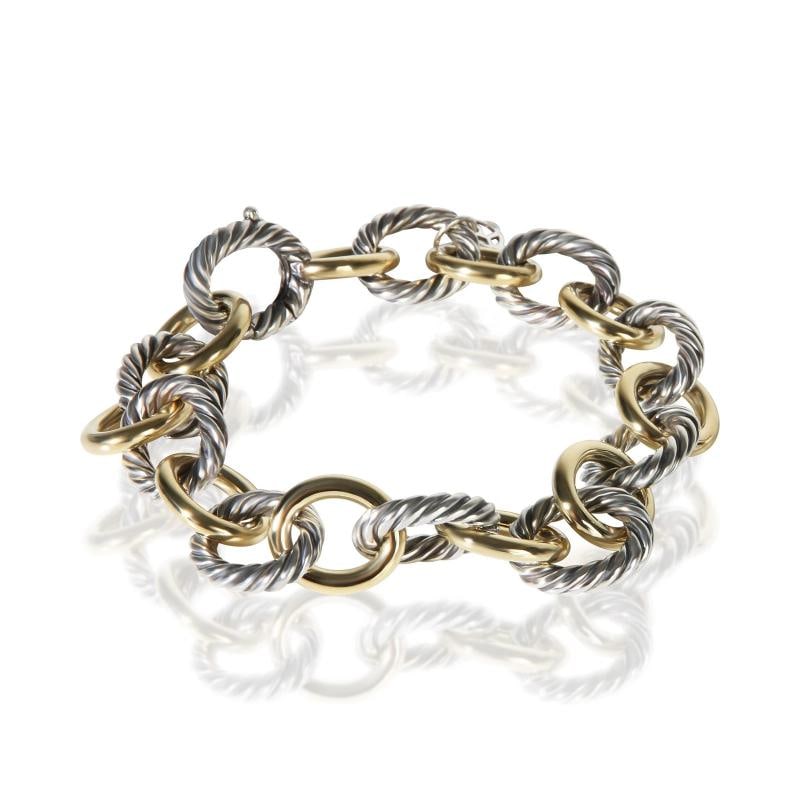 David Yurman 1/4 18K Yellow Gold & Sterling Silver Oval Link Bracelet: Condition: Pre-owned,Item Length: 7.5 in,Clasp/Buckle Type: Lobster Claw,Side Stone Type: No Stone,Metal Purity: 1/4 18K,With Original Box/Packaging: No,With Papers: No,Gross Weight (grams): 40.54,Dep