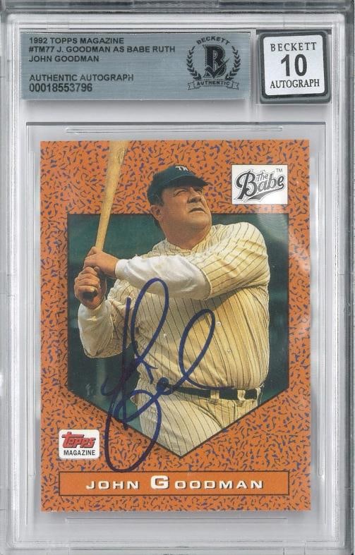 JOHN GOODMAN SIGNED AUTO SLABBED 1992 TOPPS MAGAZINE CARD BAS THE BABE AUTO 10 (1 of 2)
