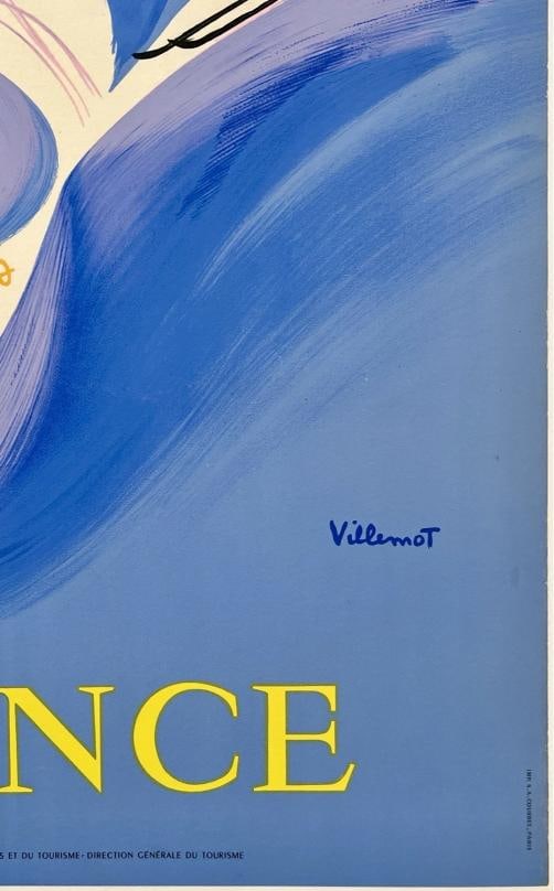 Original Vintage Poster WINTER SPORTS FRANCE Travel Tourism Villemot MCM LINEN - 5