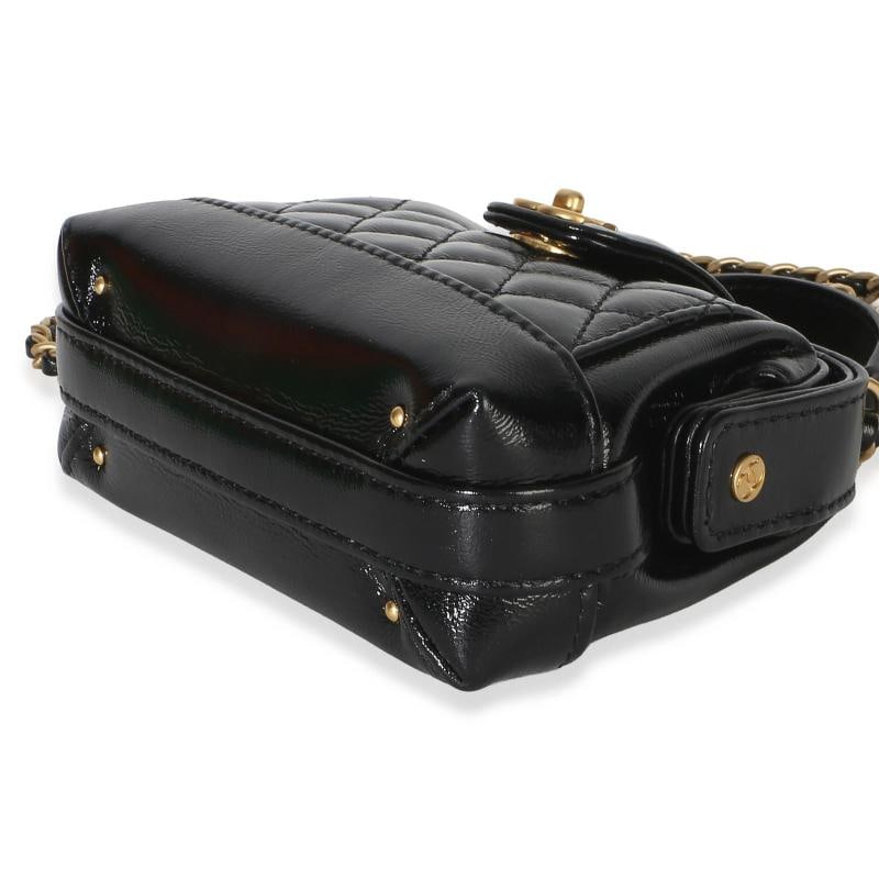 Chanel Black Quilted Shiny Lambskin Nano Cocodoc Clutch With Chain - 8
