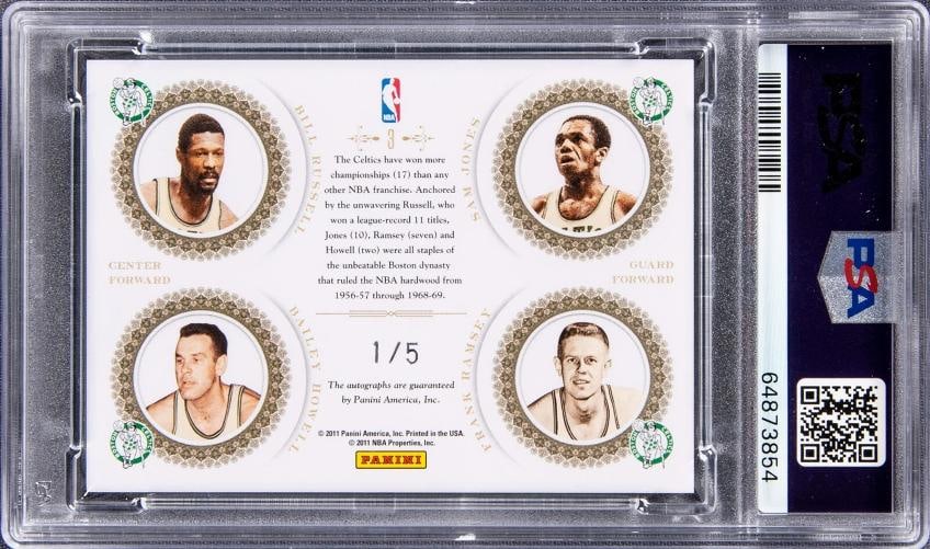 2010 Panini Playoff National Treasures Bill Russell Quad Auto Signed 1/5 PSA 9 - 2
