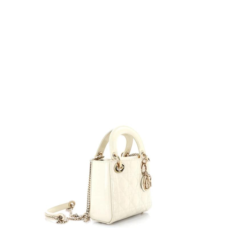 Christian Dior Lady Dior Chain Bag Cannage Quilt Patent Mini - 2
