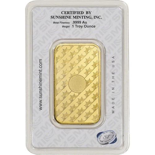 1 oz Gold Bar - Sunshine Minting - .9999 Fine in Assay - 2