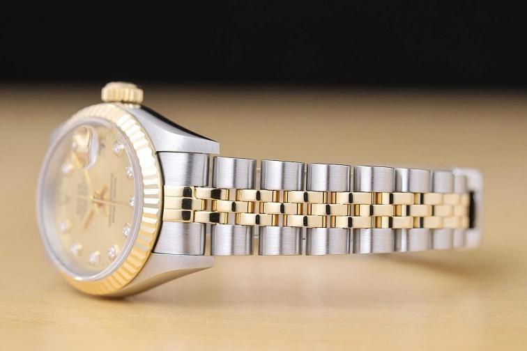 ROLEX LADIES DATEJUST 79173 CHAMPAGNE DIAMOND DIAL 18K GOLD STEEL TWO TONE WATCH - 4
