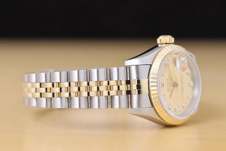 ROLEX LADIES DATEJUST 79173 CHAMPAGNE DIAMOND DIAL 18K GOLD STEEL TWO TONE WATCH - 7