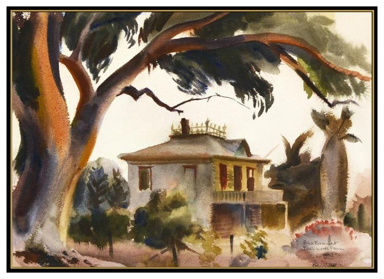 Rex Brandt Original Watercolor Painting Landscape Architecture Signed Framed Art - 2