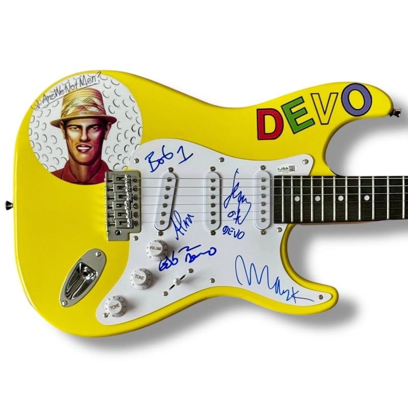 Devo Signed Guitar Custom JSA COA Bob Mark Mothersbaugh Bob Jerry Casale Alan: Industry: Music,Signed: Yes,Autograph Authentication: James Spence (JSA),Object Type: Guitar & Guitar Pick,Original/Reproduction: Original,Country of Origin: United States
