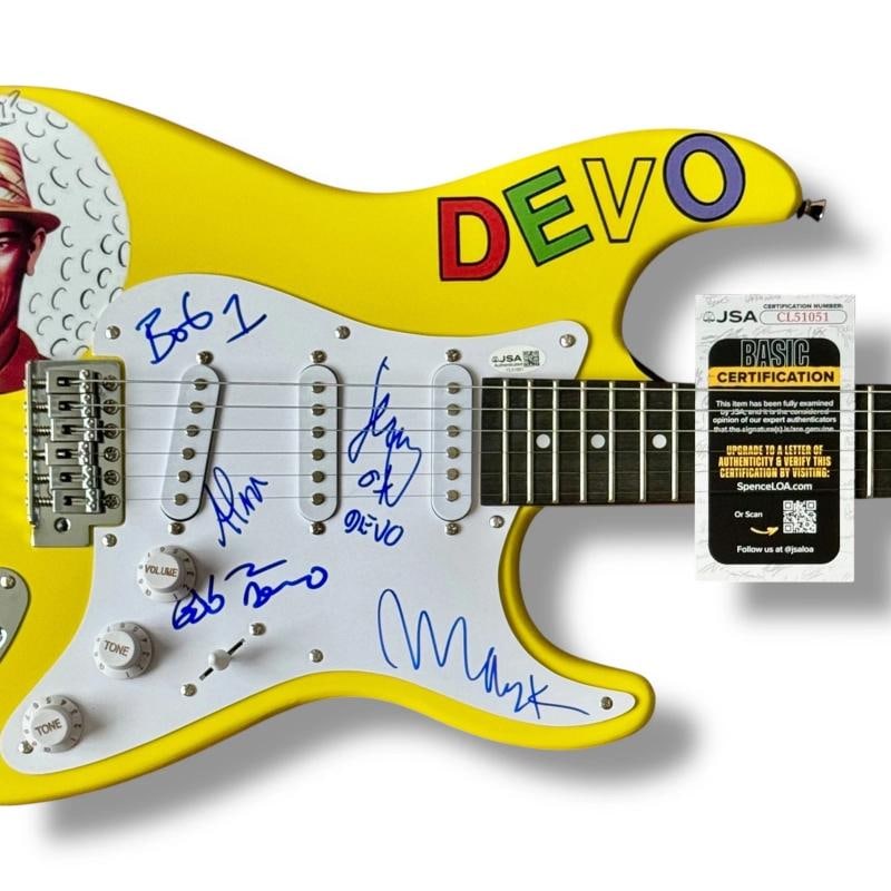 Devo Signed Guitar Custom JSA COA Bob Mark Mothersbaugh Bob Jerry Casale Alan - 2